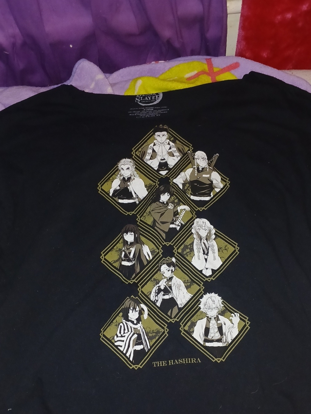 Black The Hashira Graphic Tee - Anime Character Panel Top